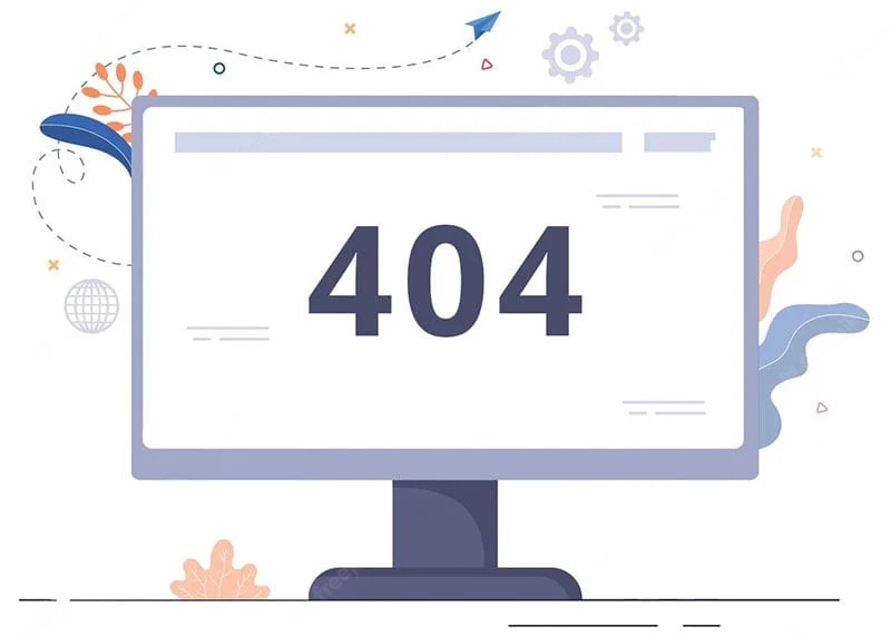 404 error message on a computer screen.